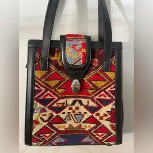 Aztec embroidered shoulder bag